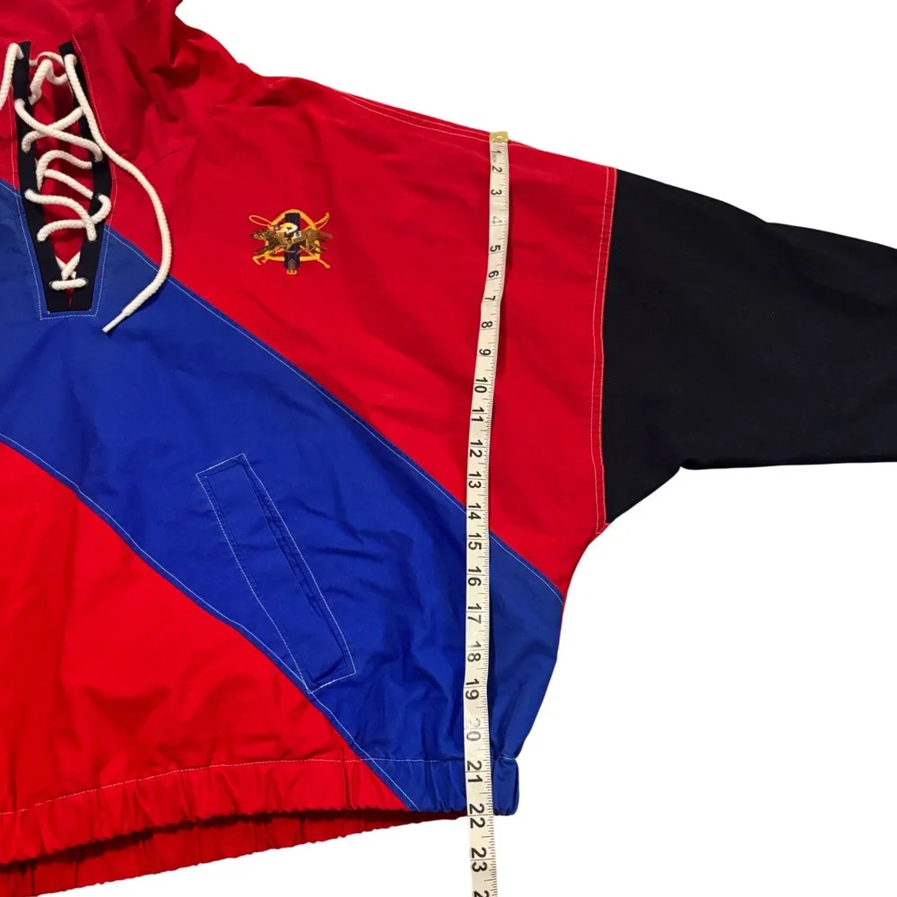 Polo Ralph Lauren Mens XL‎ Colorblock Lace Up Windbreaker Jacket Triple Pony
